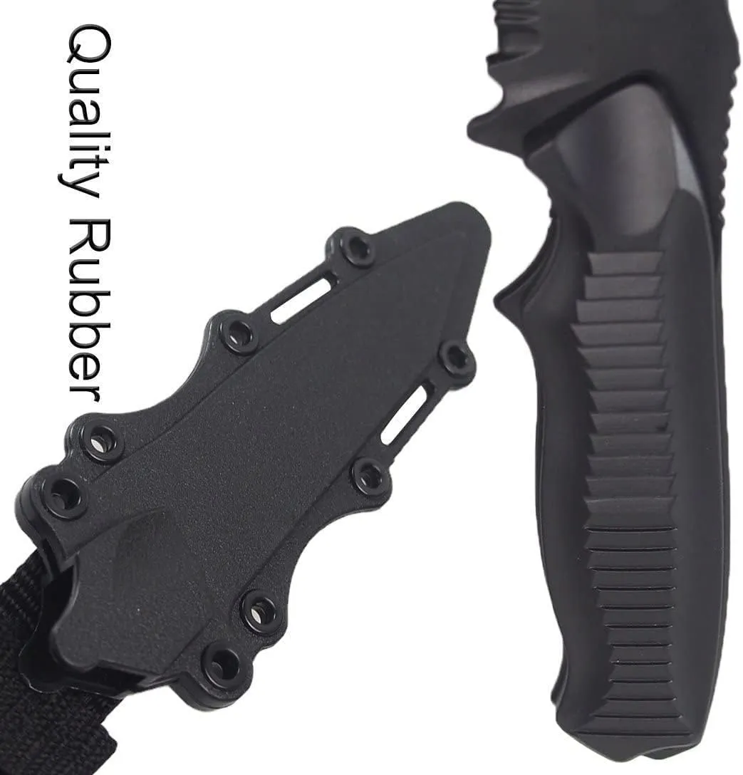Tactical Rubber Knife Military Enthusiasts Funning Cosplay Toy Sword Training Props War Game Knife Dagger Blade Rubber Fake Knives with Scabbard/Sheath