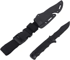 Tactical Rubber Knife Military Enthusiasts Funning Cosplay Toy Sword Training Props War Game Knife Dagger Blade Rubber Fake Knives with Scabbard/Sheath,Black 2