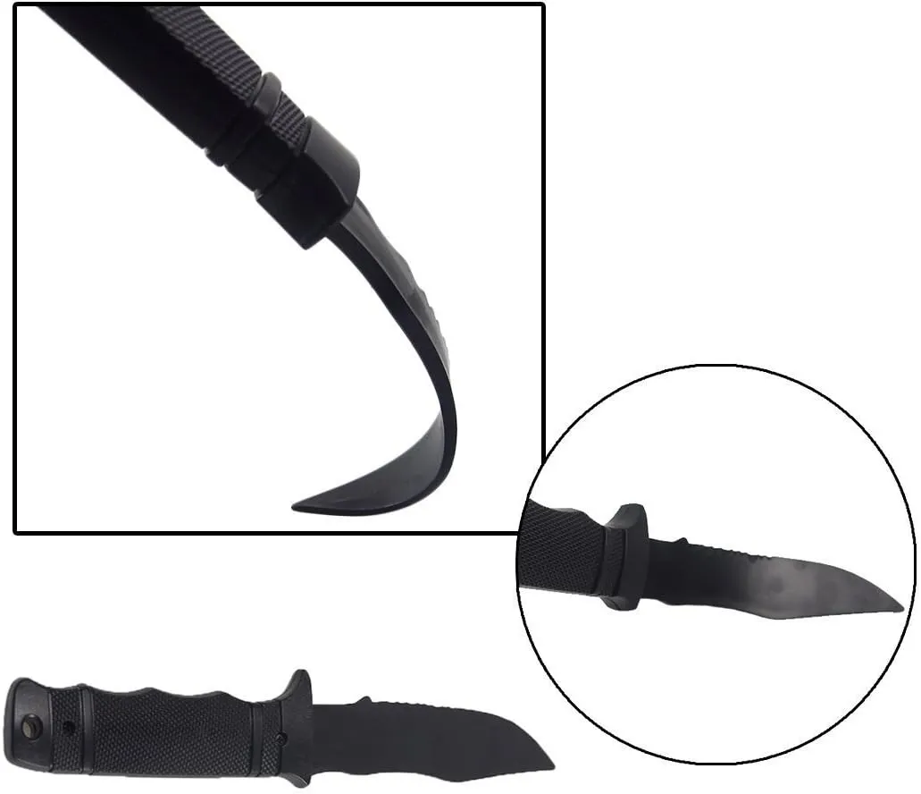 Tactical Rubber Knife Military Enthusiasts Funning Cosplay Toy Sword Training Props War Game Knife Dagger Blade Rubber Fake Knives with Scabbard/Sheath,Black 2