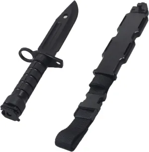 Tactical Rubber Knife Military Enthusiasts Funning Cosplay Toy Sword Training Props War Game Knife Dagger Blade Rubber Fake Knives with Scabbard/Sheath,M9 Black