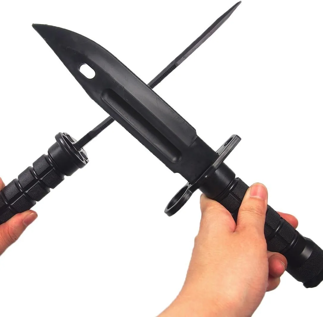 Tactical Rubber Knife Military Enthusiasts Funning Cosplay Toy Sword Training Props War Game Knife Dagger Blade Rubber Fake Knives with Scabbard/Sheath,M9 Black