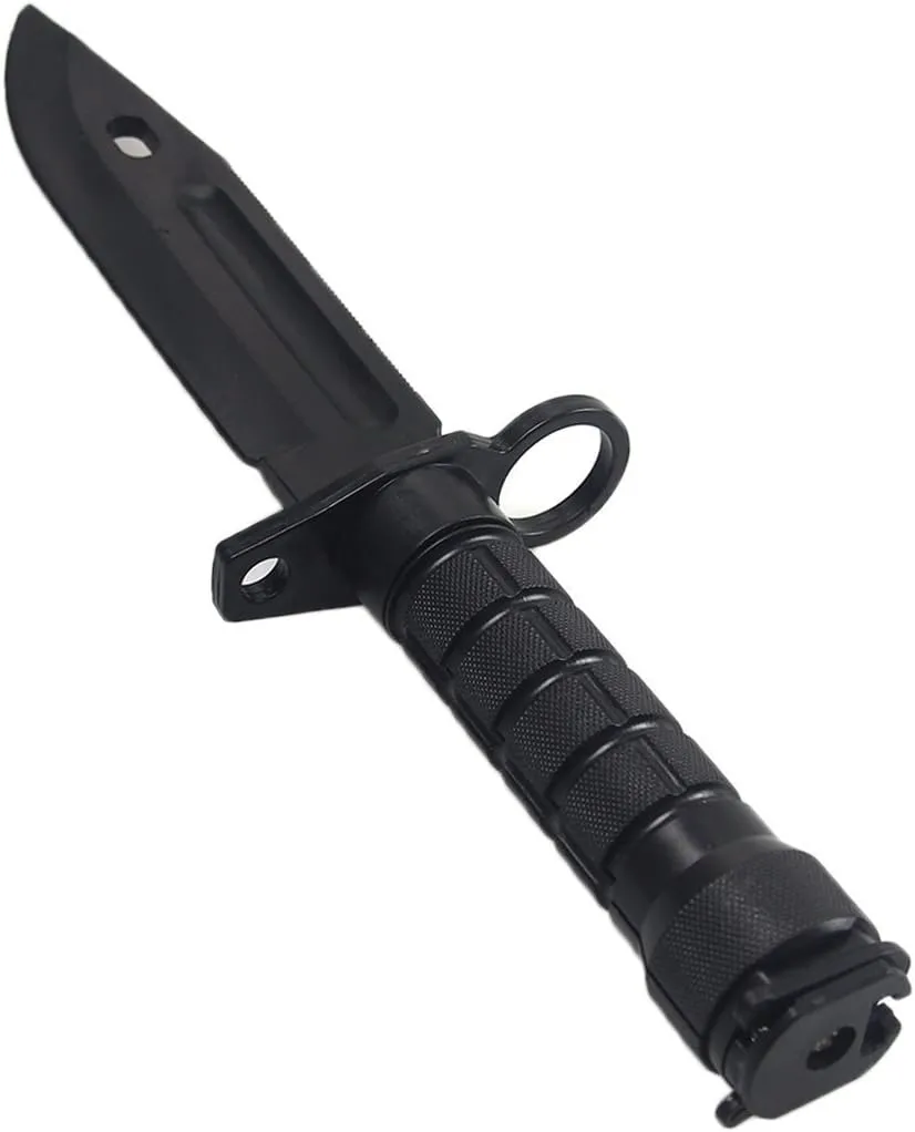Tactical Rubber Knife Military Enthusiasts Funning Cosplay Toy Sword Training Props War Game Knife Dagger Blade Rubber Fake Knives with Scabbard/Sheath,M9 Black