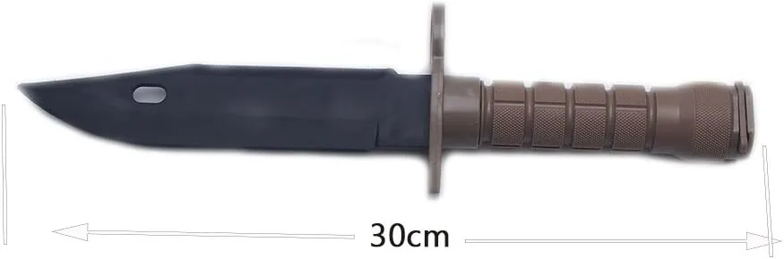 Tactical Rubber Knife Military Enthusiasts Funning Cosplay Toy Sword Training Props War Game Knife Dagger Blade Rubber Fake Knives with Scabbard/Sheath,M9Tan