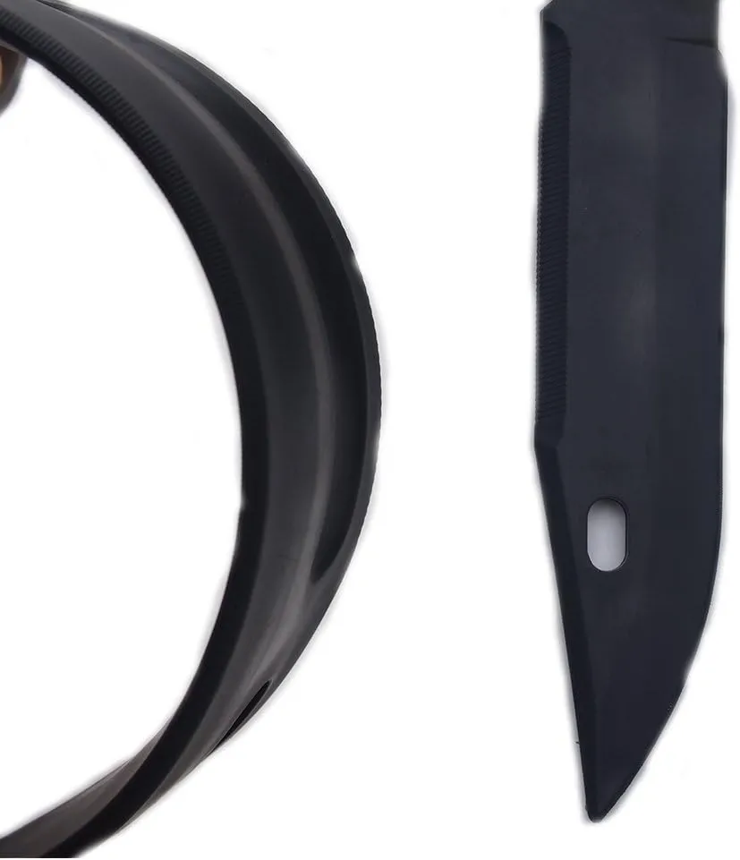 Tactical Rubber Knife Military Enthusiasts Funning Cosplay Toy Sword Training Props War Game Knife Dagger Blade Rubber Fake Knives with Scabbard/Sheath,M9Tan