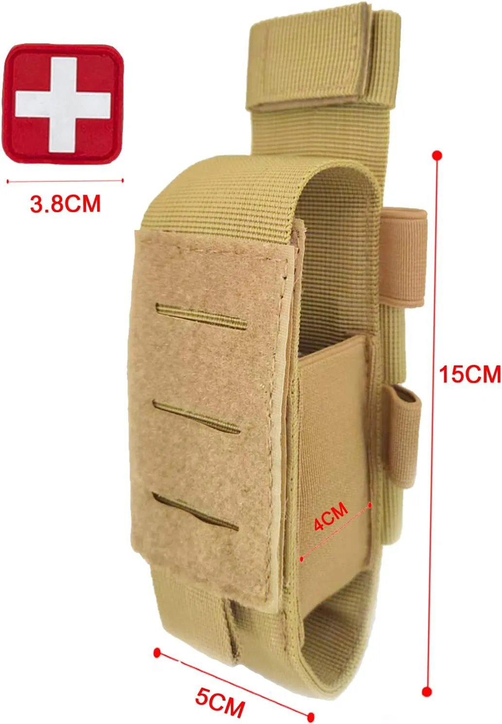 Tactical Tourniquet Pouch Holder TQ Tourniquet Case Trauma Medical Shear Pouch with Shears and Pen(TAN Set)