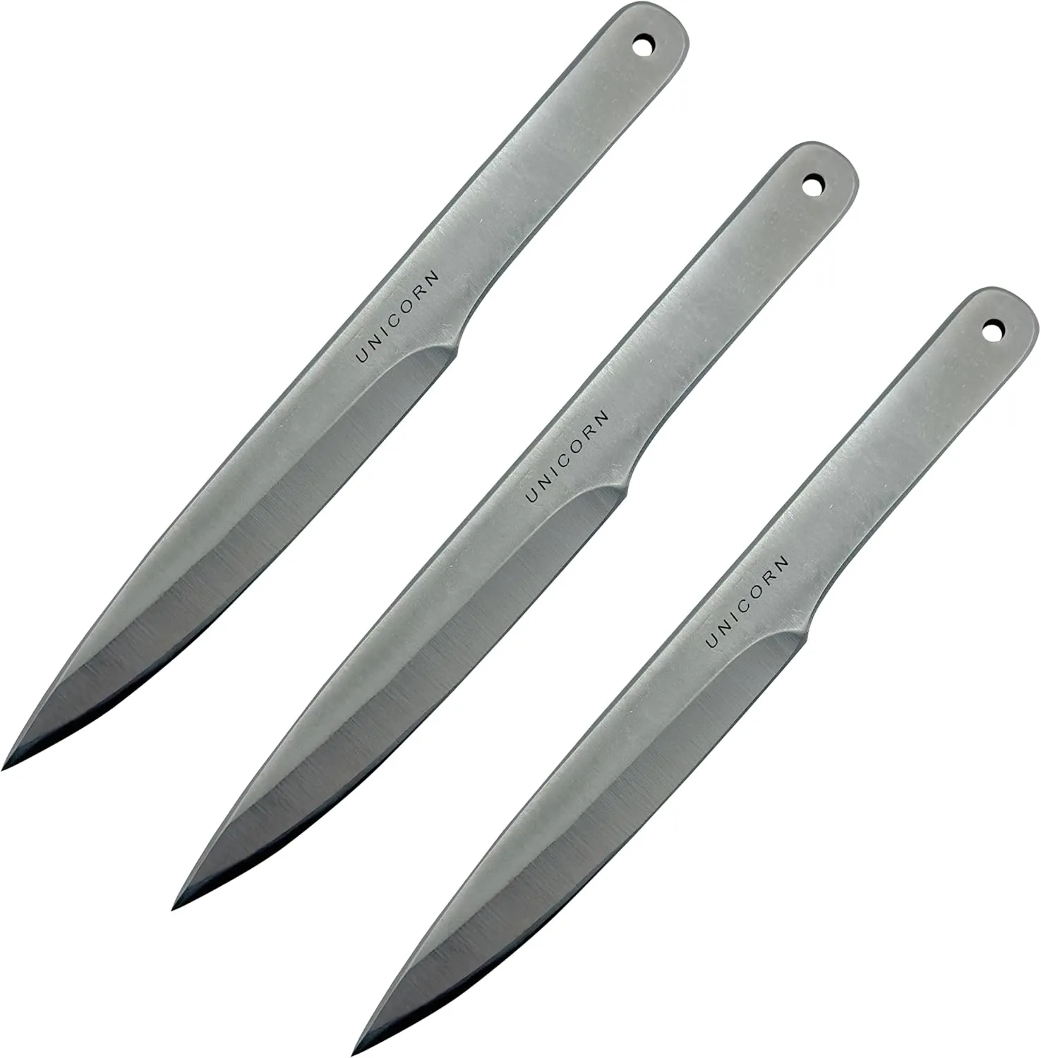 TACTICALEDGED.DOJO UNICORN-3 Throwing Spear Set - 3 Pieces,Stainless Steel, Optimized for Mid-Long Range (Silver)