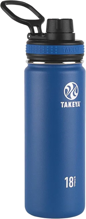 Takeya Originals 18 oz Vacuum Insulated Stainless Steel Water Bottle with Spout Lid, Navy