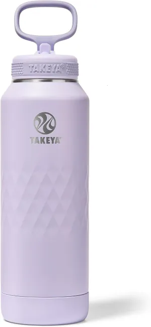 Takeya Sport 40 oz Triple-Insulated Stainless Steel Water Bottle, Straw Lid – Leakproof, Sweatproof, BPA-Free, Keeps Drinks Cold 36 Hrs, Hot 14 Hrs – Moonlight
