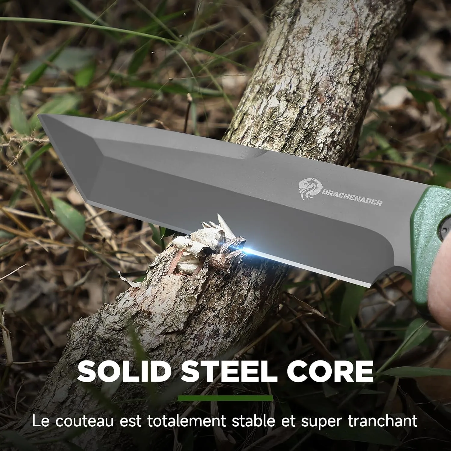 Tanto Knife Fixed Blade with Sheath Tactical Fixed Blade Knife, Sharp Fulltang Outdoor Survival, Versatile for Horizontal, Scout Carry and Vertical Carry