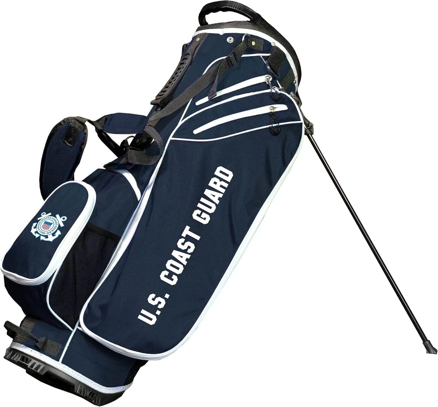 Team Golf NCAA US Coast Guard Birdie Stand Golf Bag, Lightweight, 14-Way Club Divider, Spring Action Stand, Insulated Cooler Pocket, Velcro Glove and Umbrella Holder & Padded Handles