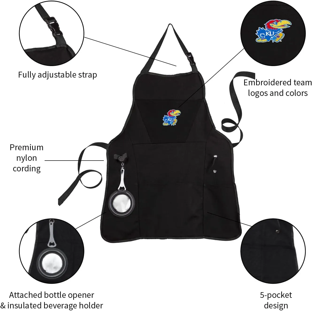 Team Sports America University of Michigan Grilling Apron | Bottle Opener and Insulated Beverage Holder | Adjustable Straps