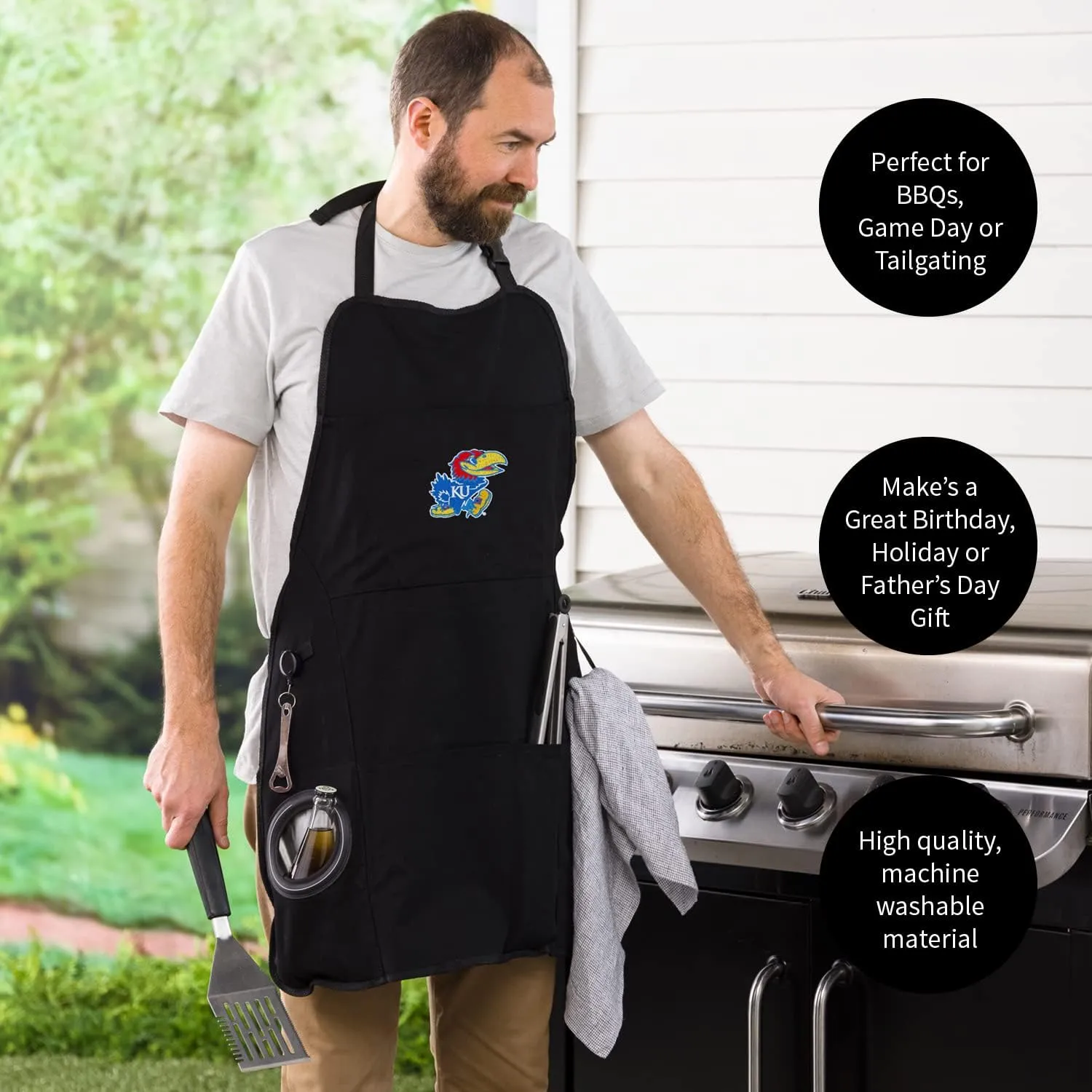 Team Sports America University of Michigan Grilling Apron | Bottle Opener and Insulated Beverage Holder | Adjustable Straps