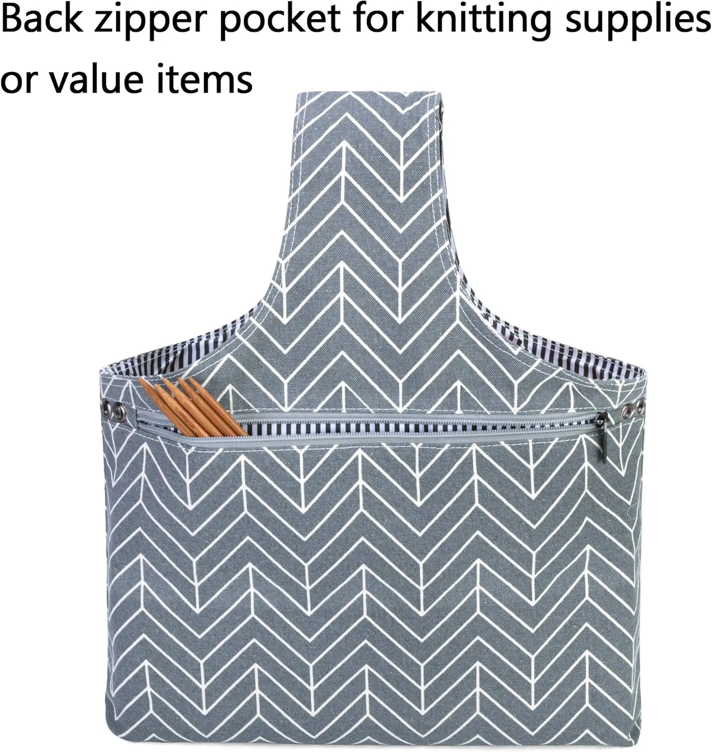 Teamoy Knitting Tote Bag, Travel Project Wrist Bag for Knitting Needles(14inches), Yarn and Crochet Supplies, Lightweight, Perfect Size for Knitting on The Go (Large, Arrow)