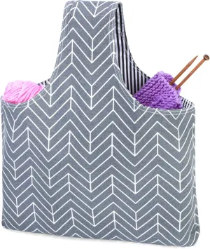 Teamoy Knitting Tote Bag, Travel Project Wrist Bag for Knitting Needles(14inches), Yarn and Crochet Supplies, Lightweight, Perfect Size for Knitting on The Go (Large, Arrow)