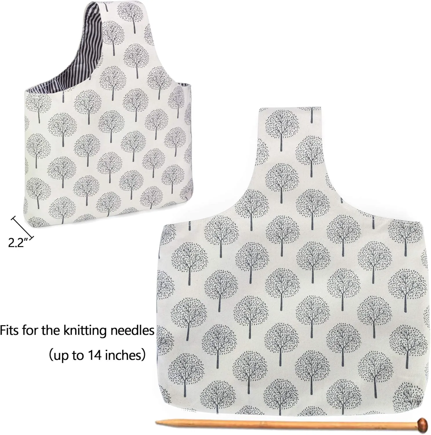 Teamoy Knitting Tote Bag, Travel Project Wrist Bag for Knitting Needles(14inches), Yarn and Crochet Supplies, Lightweight, Perfect Size for Knitting on The Go (Large, Tree)