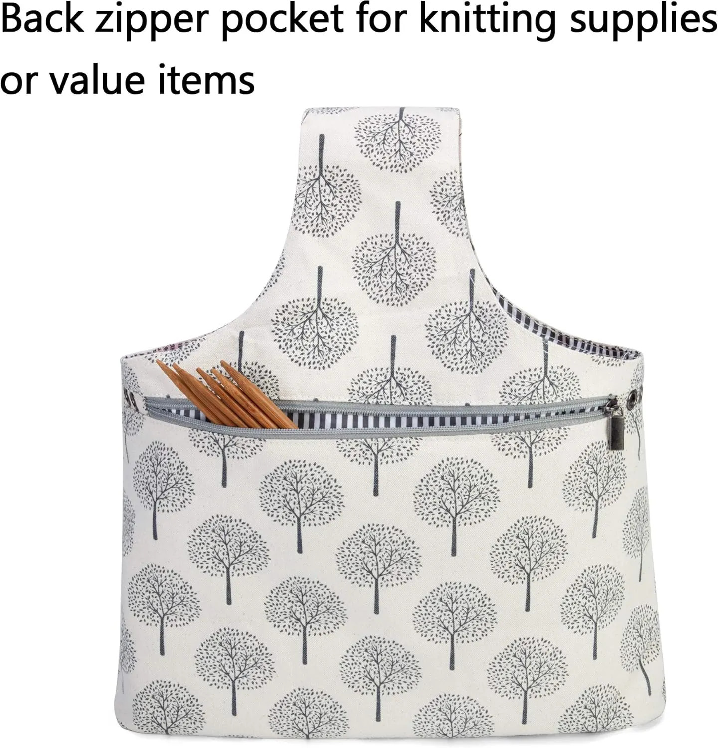 Teamoy Knitting Tote Bag, Travel Project Wrist Bag for Knitting Needles(14inches), Yarn and Crochet Supplies, Lightweight, Perfect Size for Knitting on The Go (Large, Tree)