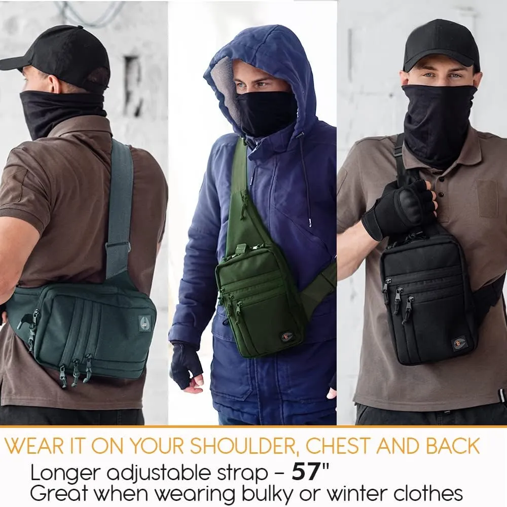 TECEUM Tactical Compact Sling Bag – CCW for Everyday – 10  Styles – Shoulder Crossbody Bag for Concealed Carry of Handgun