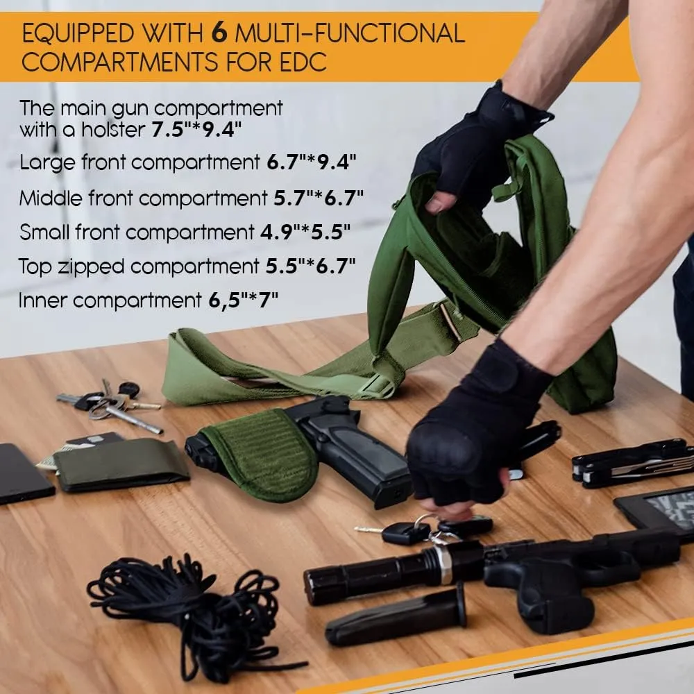 TECEUM Tactical Compact Sling Bag – CCW for Everyday – 10  Styles – Shoulder Crossbody Bag for Concealed Carry of Handgun
