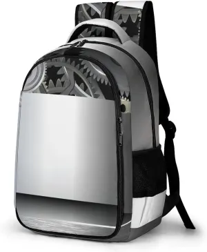 Technological Gears Robotic Future Imagination Unisex Backpack Casual Daypacks Dual Compartment Shoulders Bag for Camping Hiking Travel Gear