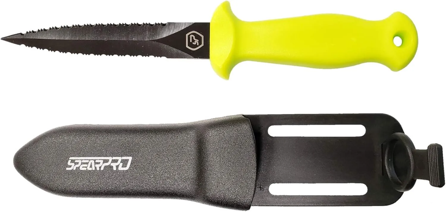 Teflon Pike Knife - Double Serrated - Yellow - 11Cm