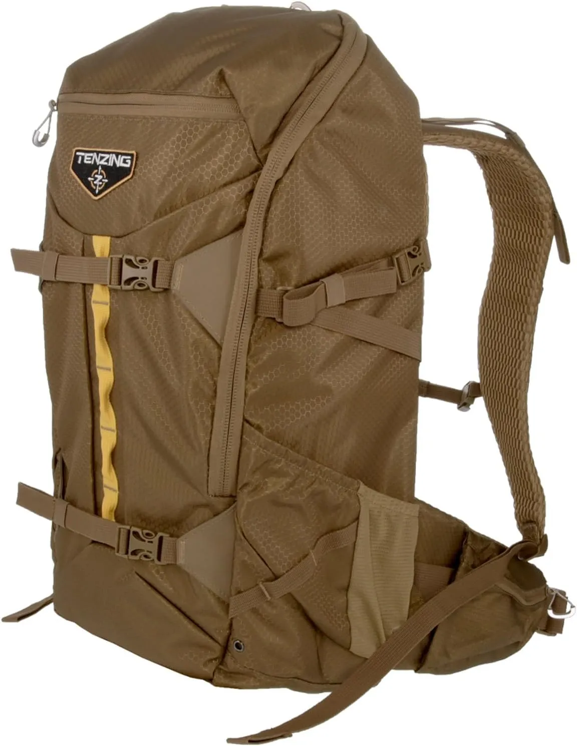 TENZING 2100 Whitetail Day Pack, Buckskin Tan Hydration Bladder Compatible Durable Camo Backpack with 4 Compartments & 15 Organizational Pockets for Hunting Gear and Equipment