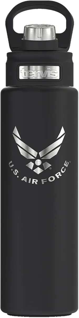 Tervis Air Force Logo Engraved on Onyx Shadow Insulated Tumbler 24oz Wide Mouth Bottle Stainless Steel