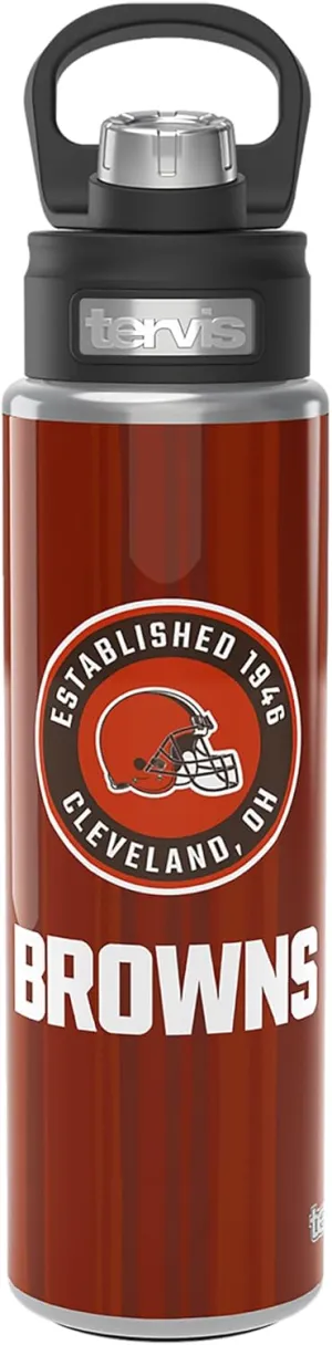 Tervis NFL Cleveland Browns - All In Triple Walled Insulated Tumbler Travel Cup Keeps Drinks Cold, 24oz Wide Mouth Bottle, Stainless Steel