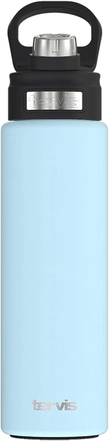 Tervis Powder Coated Stainless Steel Triple Walled Insulated Tumbler Travel Cup Keeps Drinks Cold, 24oz with Deluxe Spout Lid, Blue Moon