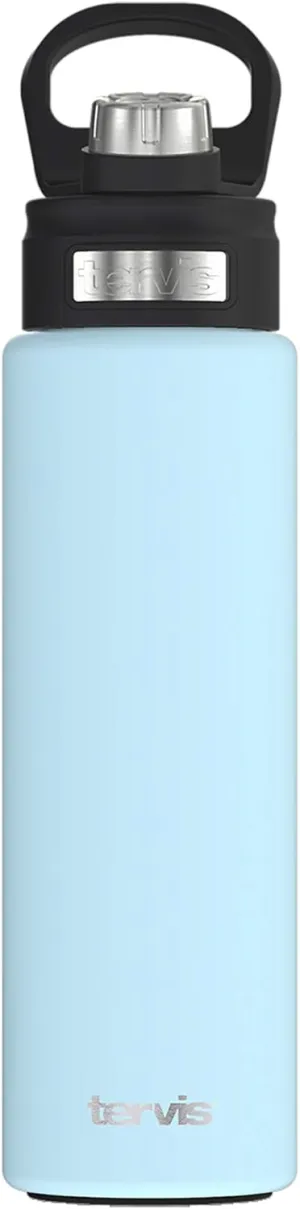 Tervis Powder Coated Stainless Steel Triple Walled Insulated Tumbler Travel Cup Keeps Drinks Cold, 24oz with Deluxe Spout Lid, Blue Moon