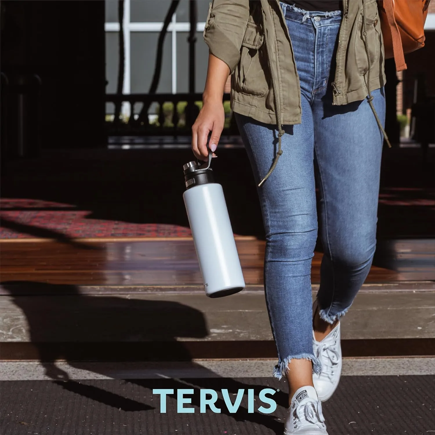 Tervis Powder Coated Stainless Steel Triple Walled Insulated Tumbler Travel Cup Keeps Drinks Cold, 40oz with Deluxe Spout Lid, Deepwater Blue