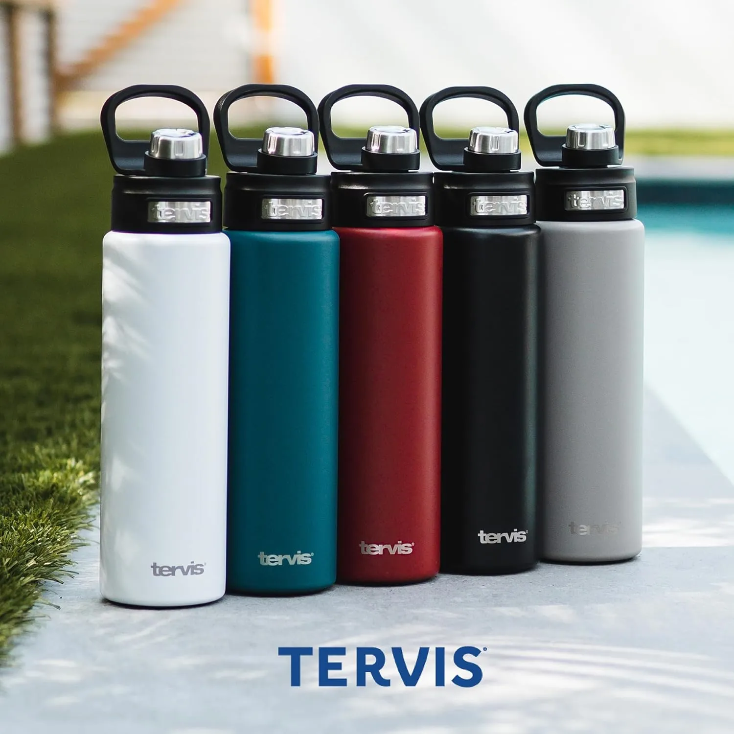 Tervis Powder Coated Stainless Steel Triple Walled Insulated Tumbler Travel Cup Keeps Drinks Cold, 40oz with Deluxe Spout Lid, Deepwater Blue