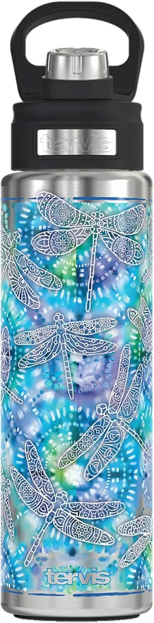 Tervis Tie Dye Dragonfly Triple Walled Insulated Tumbler Travel Cup Keeps Drinks Cold, 24oz Wide Mouth Bottle, Stainless Steel
