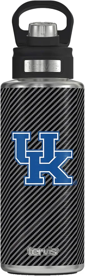 Tervis University of Kentucky UK Wildcats Triple Walled Insulated Tumbler, 32oz Wide Mouth Bottle - Stainless Steel, Carbon Fiber