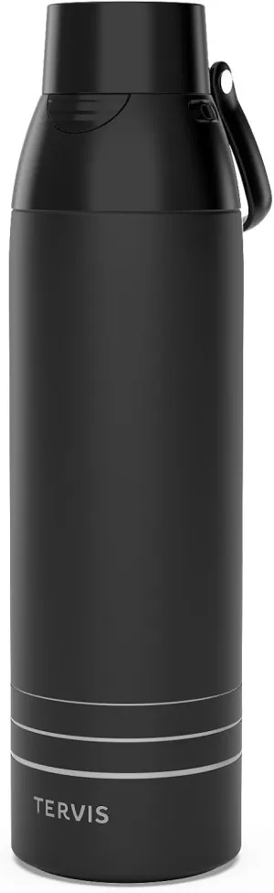 Tervis Venture Water Bottle Onyx Shadow Powder Coated Triple Walled Insulated Tumbler Travel Cup Keeps Drinks Cold & Hot, 26oz, Stainless Steel