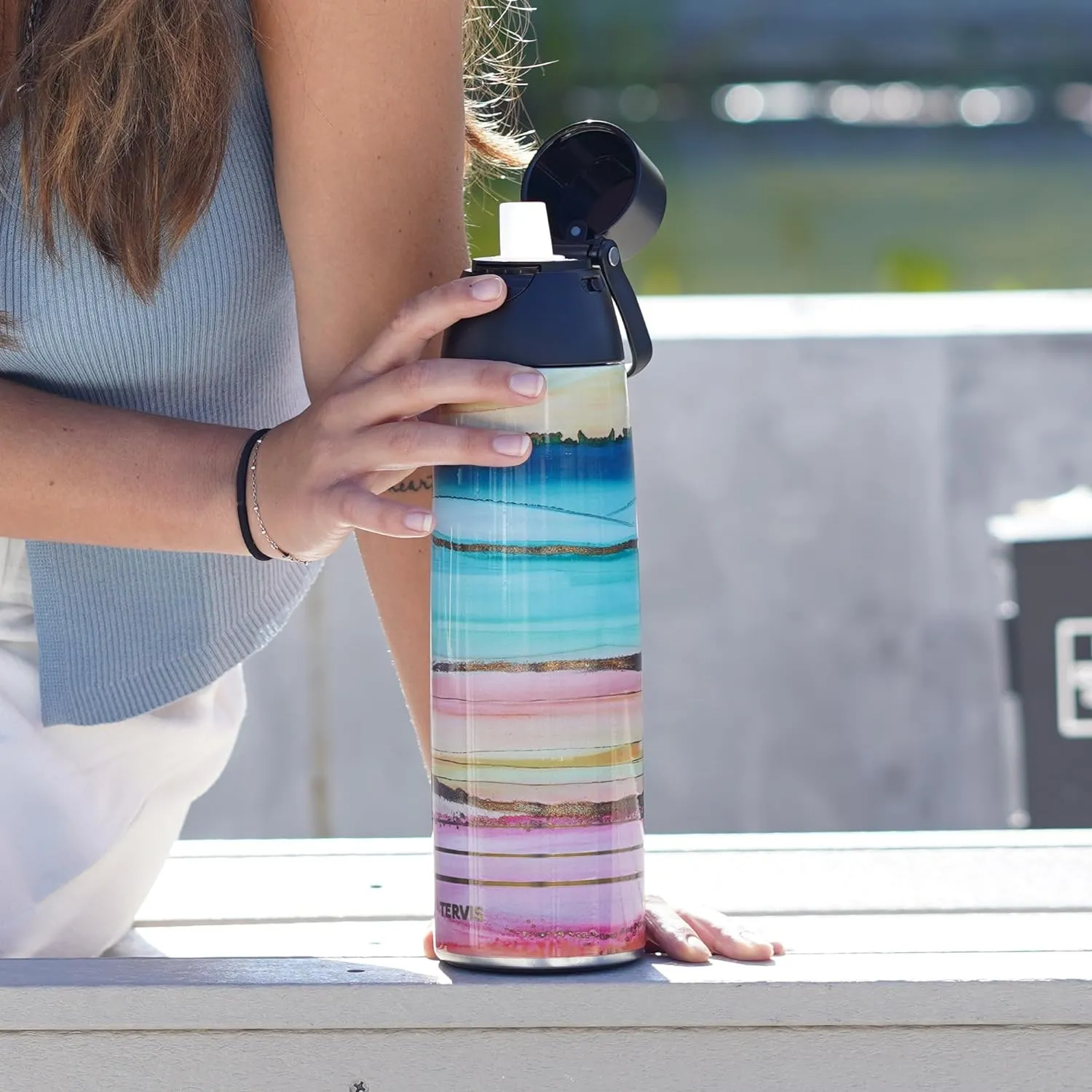 Tervis Venture Water Bottle UCF Knights - Full Speed Triple Walled Insulated Tumbler Travel Cup Keeps Drinks Cold & Hot, 26oz, Stainless Steel
