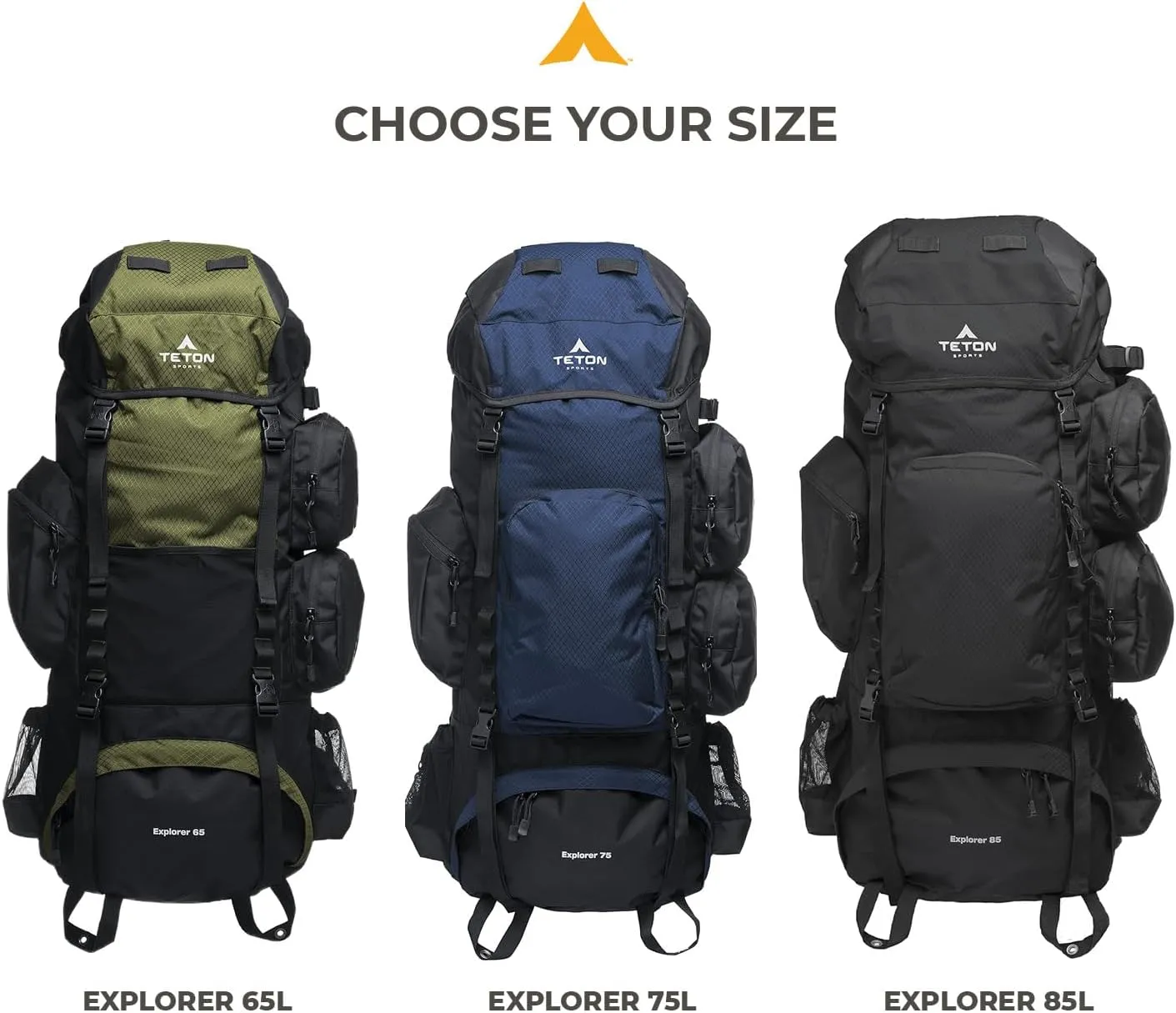 TETON 85L Explorer Internal Frame Backpack for Hiking, Camping, Backpacking, Rain Cover Included, Black