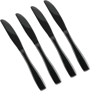 Teyyvn 16-Piece Mirror Finish Black Stainless Steel Dinner Knives, Cutlery Dinner Knife