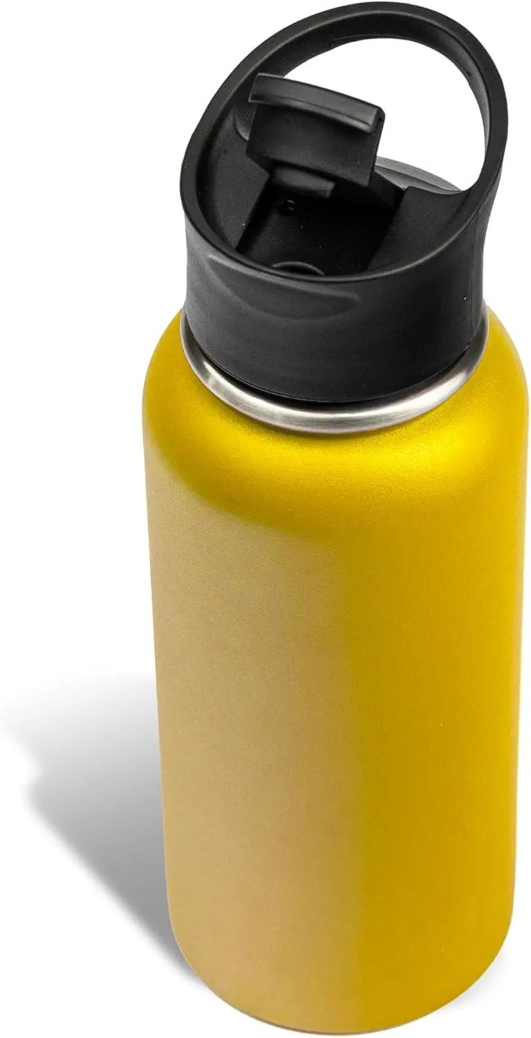 The Memory Company Officially Licensed NFL 32oz Stainless Steel Water Bottle - Double Wall Vacuum Insulated Sports Bottle, Leak-Proof 3-Lid Set, BPA-Free Hydration for Game Day & Everyday Use