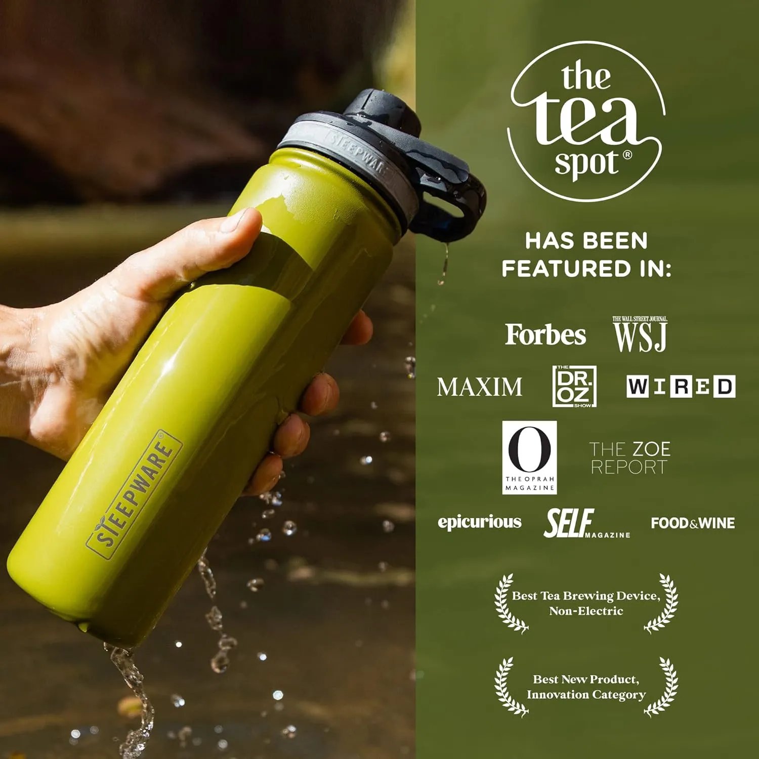 The Tea Spot Steepware Tea Tumbler and Thermos, 22oz, Tea Bottle with tea infuser for loose leaf tea or iced coffee, Sleek Double Wall Tumbler & Insulated Travel Bottle - Rose