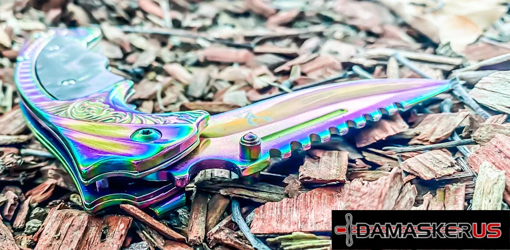 TheBoneEdge 8.5" Tactical Rescue Folding Knifes Ridged Top Edge in Mixed Colors