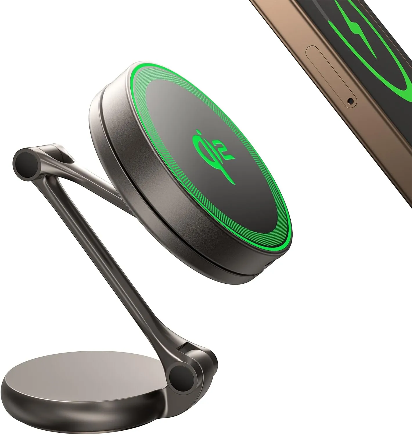 THREEKEY for MagSafe Car Mount Charger, Qi2 Wireless Car Charger, Retractable Car Phone Holder with Long Arm & 360°Rotation, Magnetic Car Mount for iPhone16-12Series & Galaxy S25 Ultra (TZH102 Bronze)