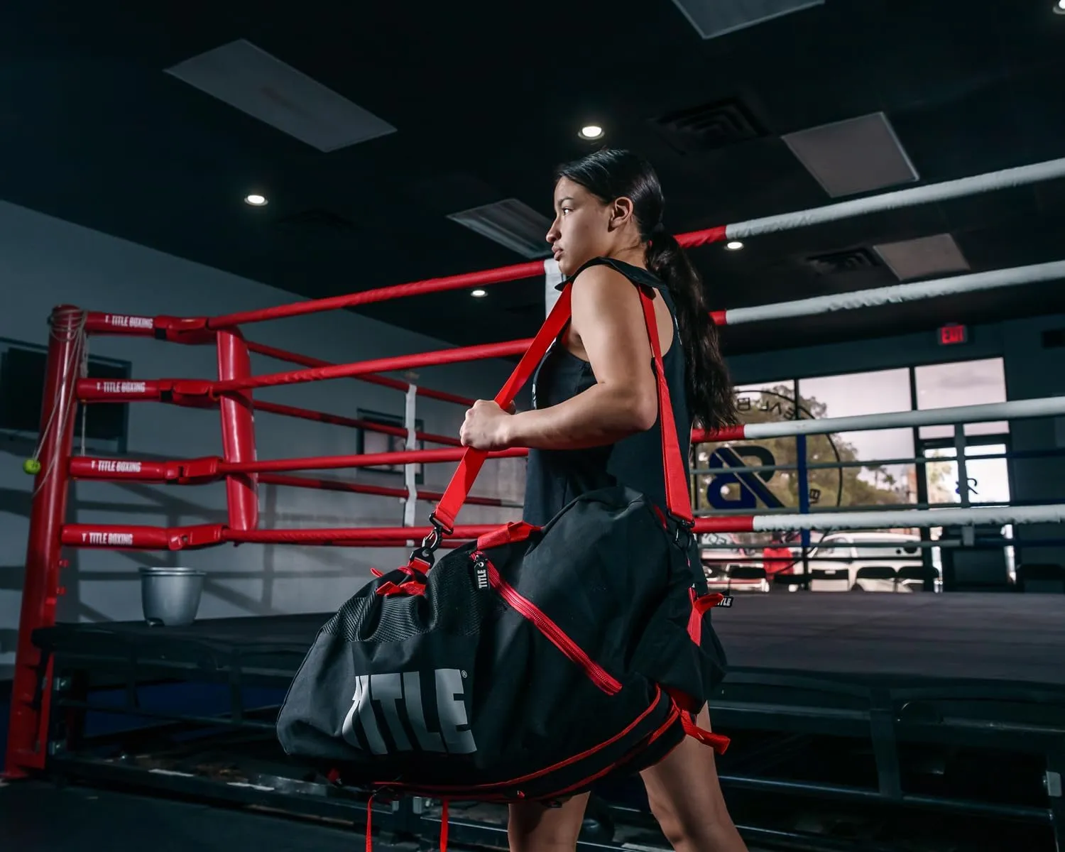 TITLE Boxing Champion Sport Bag/Backpack (Black/Red)