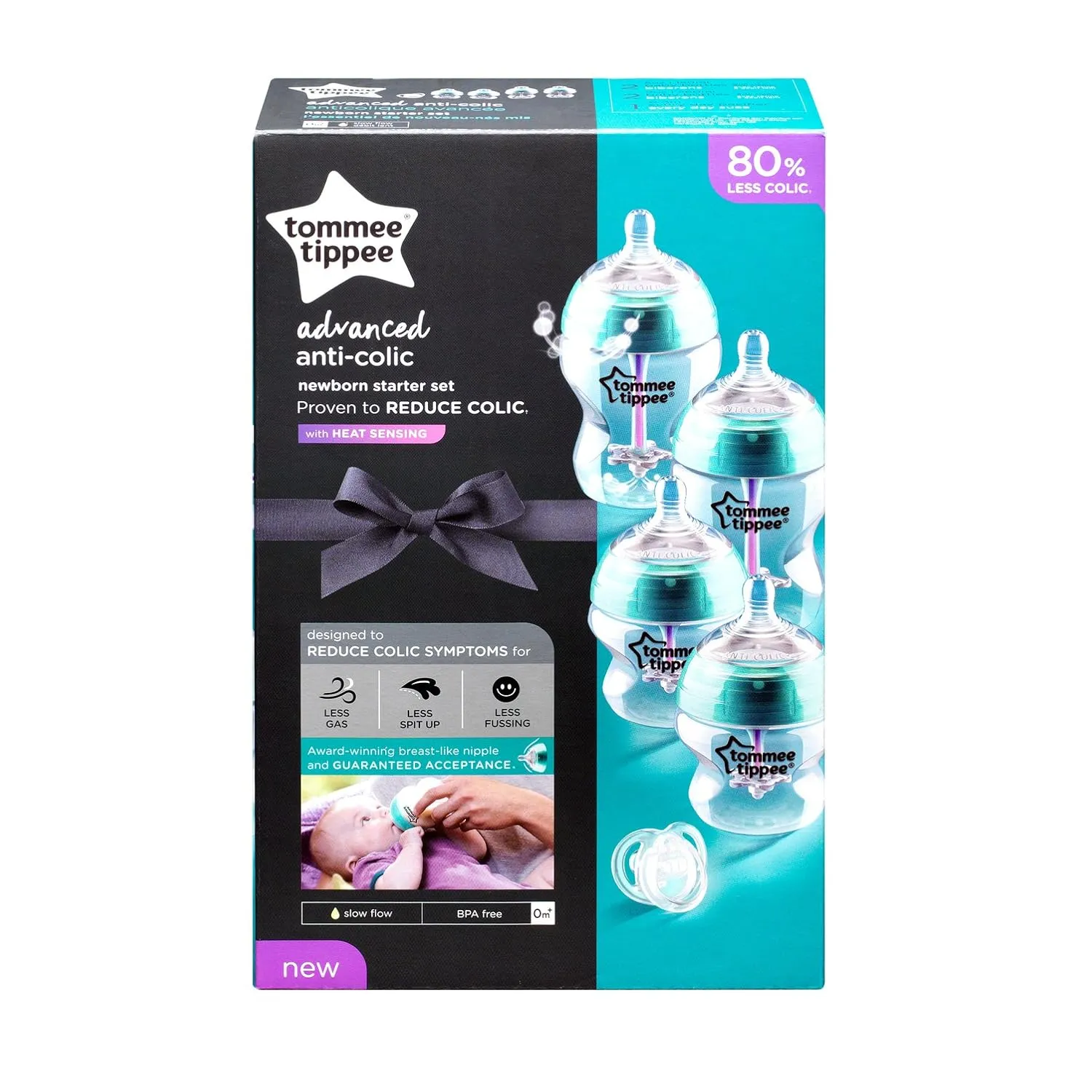Tommee Tippee Anti-Colic Baby Bottle Newborn Starter Set, Slow Flow Breast-Like Nipples and Unique Anti-Colic Venting System