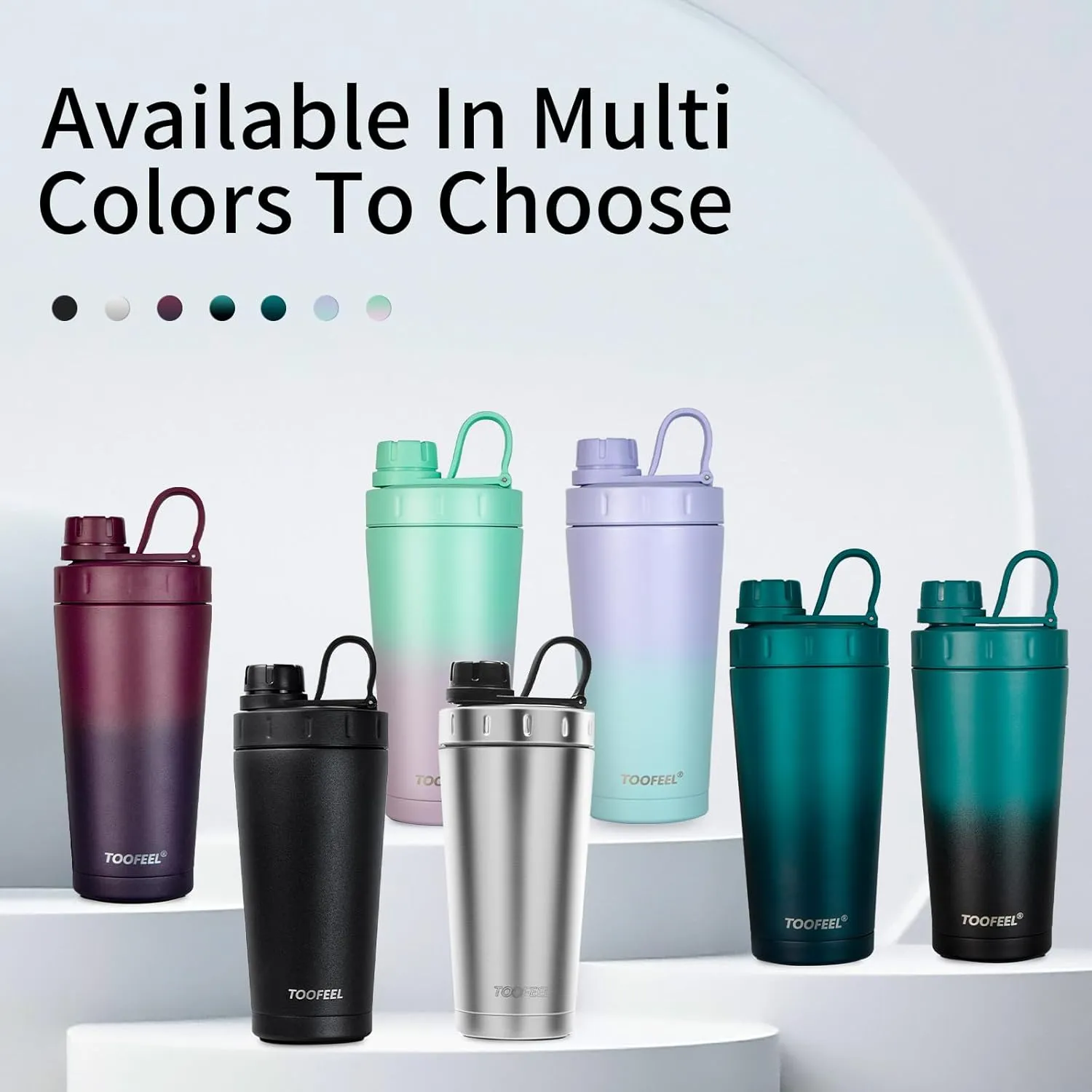 TOOFEEL Stainless Steel Shaker Bottle - 20 oz Double Walled Insulated Shaker Cup, Keeps Cold/Hot, For Protein Mixes & Gym Workout