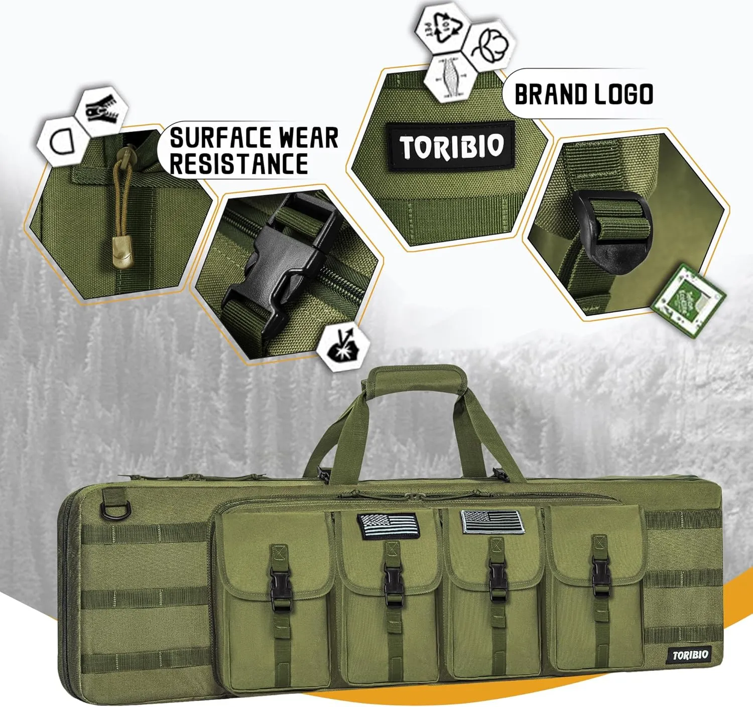 TORIBIO Double Rifle Case Soft Bag 34" 36" 42" 46" 48'' 51“ 55” Gun Case Tactical for Rifle Pistol Firearm Storage, Transportation and Hunting Shooting Range, Rifle Backpack