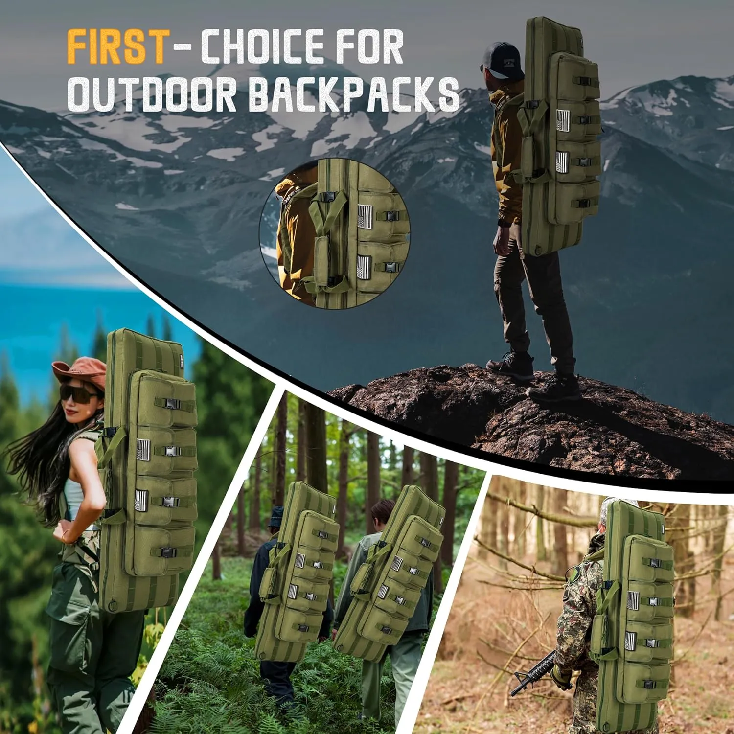 TORIBIO Double Rifle Case Soft Bag 34" 36" 42" 46" 48'' 51“ 55” Gun Case Tactical for Rifle Pistol Firearm Storage, Transportation and Hunting Shooting Range, Rifle Backpack