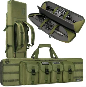 TORIBIO Double Rifle Case Soft Bag 34" 36" 42" 46" 48'' 51“ 55” Gun Case Tactical for Rifle Pistol Firearm Storage, Transportation and Hunting Shooting Range, Rifle Backpack