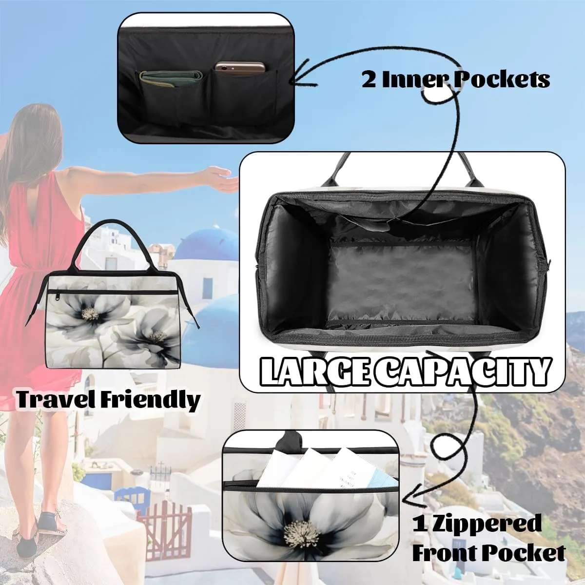 Tote Bag for Women, Lightweight Tote Bag with Zipper, Large Shoulder Bag Handbag for Travel, Work