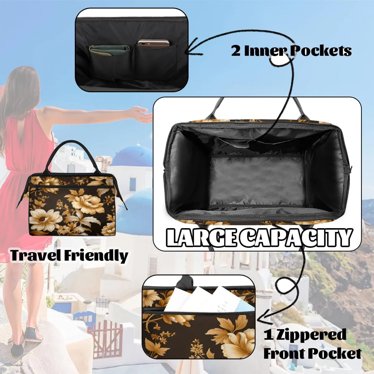 Tote Bag for Women, Lightweight Tote Bag with Zipper, Large Shoulder Bag Handbag for Travel, Work