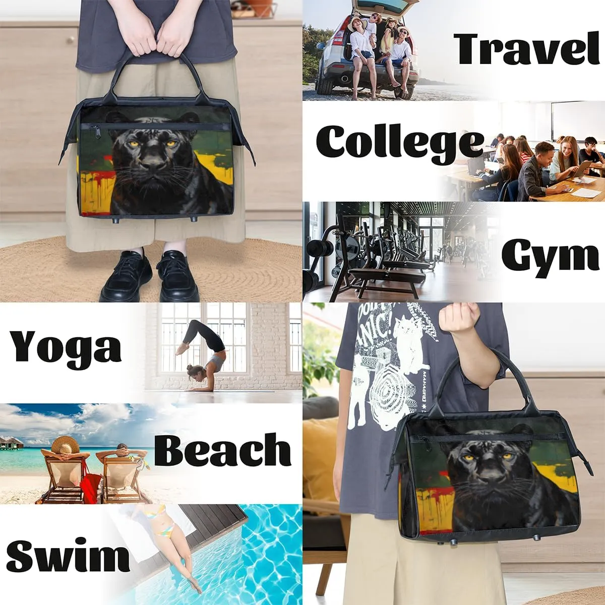 Tote Bag for Women with Zipper, Lightweight Travel Tote Bag Large Shoulder Bag Handbag for Work, Gym